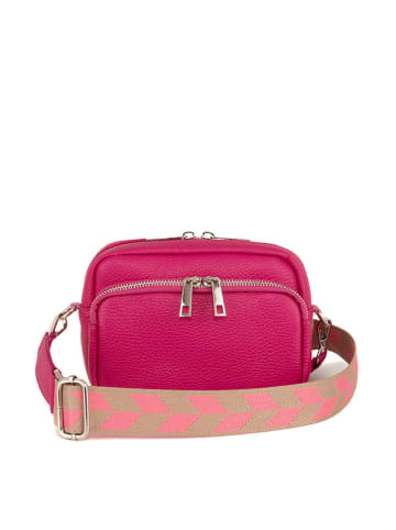 Lucca Baldi Leder-Umhängetasche "Feltre" in Fuchsia - (B)19 x (H)15 x (T)7 cm