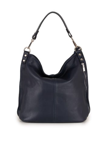 Lucca Baldi Leren schoudertas "Bolzano" donkerblauw - (B)45 x (H)40 x (D)15 cm