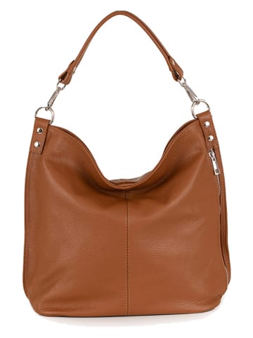 Lucca Baldi Leder-Schultertasche "Bolzano" in Cognac - (B)45 x (H)40 x (T)15 cm