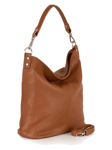 Lucca Baldi Leder-Schultertasche "Bolzano" in Cognac - (B)45 x (H)40 x (T)15 cm