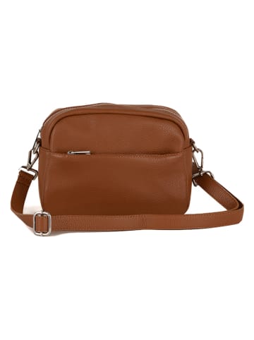 Lucca Baldi Leder-Umhängetasche "Cascina" in Camel - (B)22 x (H)18 x (T)9 cm