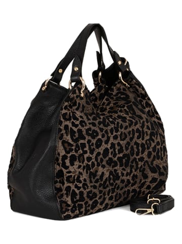 Lucca Baldi Leder-Henkeltasche "Pescia" in Schwarz - (B)34 x (H)27 x (T)18 cm