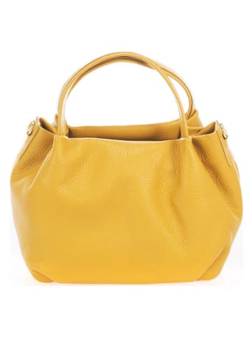 Lia Biassoni Leren handtas "Taro" geel - (B)28 x (H)25 x (D)18 cm