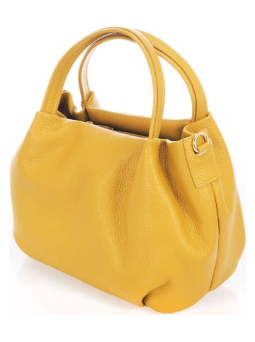 Lia Biassoni Skórzana torebka "Taro" w kolorze żółtym - 28 x 25 x 18 cm