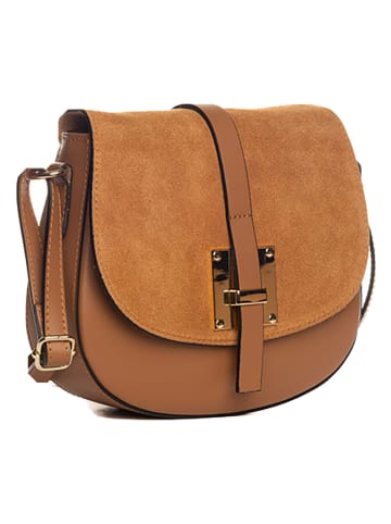 Lia Biassoni Leder-Umhängetasche "Adda" in Cognac - (B)23 x (H)20 x (T)6 cm