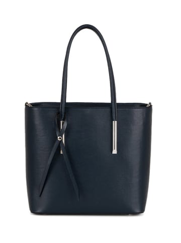 Lia Biassoni Leren schoudertas "Mallero" donkerblauw - (B)32 x (H)30 x (D)12 cm