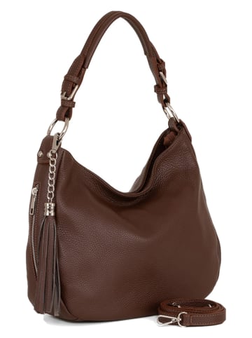 Lia Biassoni Leren schoudertas "Monate" donkerbruin - (B)36 x (H)26 x (D)10 cm