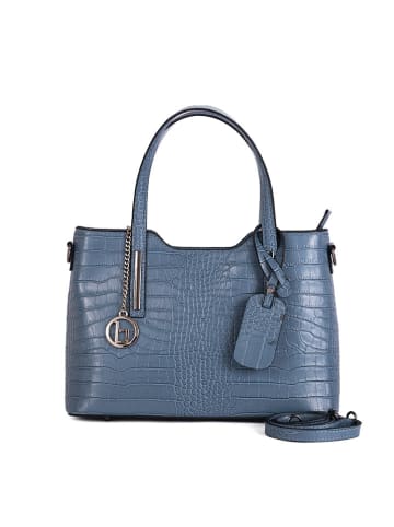 Lia Biassoni Leder-Schultertasche "Acco" in Blau - (B)32 x (H)22 x (T)12 cm