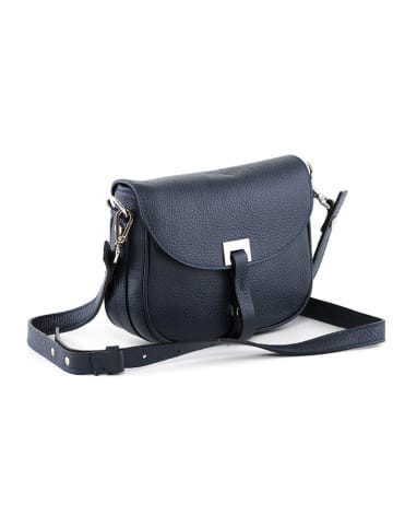 Lia Biassoni Leren schoudertas "Neva" donkerblauw - (B)20 x (H)16 x (D)6 cm