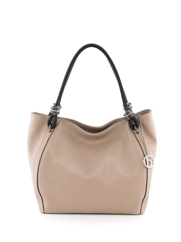 Lia Biassoni Leren schoudertas "Merula" taupe - (B)32 x (H)28 x (D)14 cm