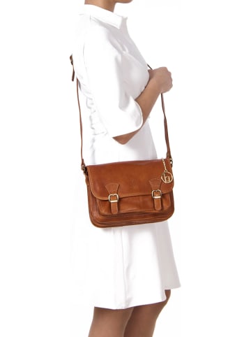 Lia Biassoni Leder-Umhängetasche in Hellbraun - (B)26 x (H)19 x (T)12 cm