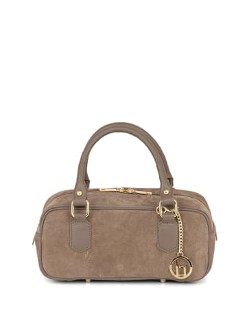 Lia Biassoni Leder-Henkeltasche "Suede" in Taupe - (B)27 x (H)14 x (T)12 cm