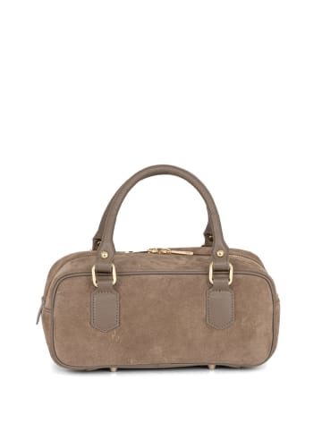 Lia Biassoni Skórzana torebka "Suede" w kolorze szarobrązowym - 27 x 14 x 12 cm