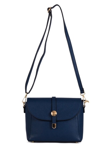 Pia Sassi Leren schoudertas "La Marmora" donkerblauw - (B)25 x (H)19 x (D)8 cm