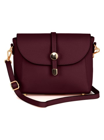 Pia Sassi Skórzana torebka "La Marmora" w kolorze bordowym - 25 x 19 x 8 cm