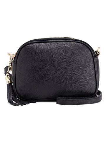 Pia Sassi Leren schoudertas "Monte Sparagio" zwart - (B)23 x (H)17 x (D)7 cm