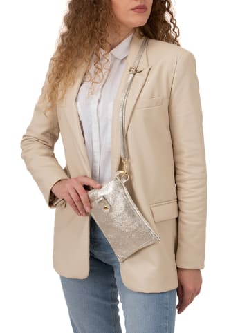 Anna Morellini Leder-Umhängetasche "Erica" in Gold - (B)14 x (H)21 x (T)1 cm
