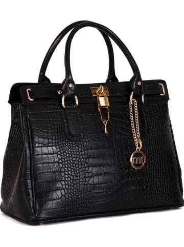 Mia Tomazzi Leder-Henkeltasche "Rezia" in Schwarz - (B)36 x (H)28 x (T)18 cm