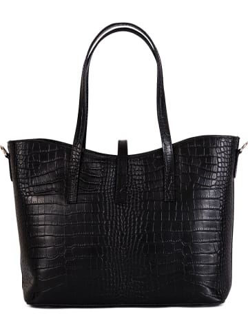 Mia Tomazzi Skórzana torebka "Valbrona" w kolorze czarnym - 40 x 27 x 14 cm