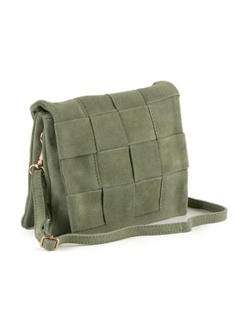 Mia Tomazzi Leren schoudertas "Empoli" kaki - (B)23 x (H)17 x (D)5 cm