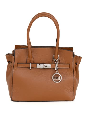 Mia Tomazzi Leren shopper "Fraccaroli" lichtbruin - (B)24 x (H)21 x (D)12 cm