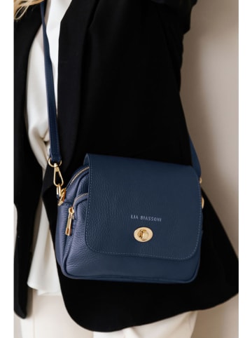 Lia Biassoni Leren schoudertas donkerblauw - (B)23 x (H)20 x (D)9 cm