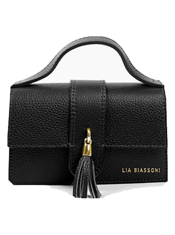 Lia Biassoni Leder-Henkeltasche in Schwarz - (B)20 x (H)13 x (T)6 cm