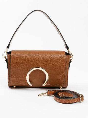 Lia Biassoni Leder-Schultertasche "Solano" in Hellbraun - (B)24 x (H)16 x (T)8 cm