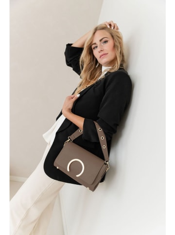 Lia Biassoni Leren schoudertas "Solano" taupe - (B)24 x (H)16 x (D)8 cm