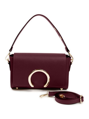 Lia Biassoni Leder-Schultertasche "Solano" in Bordeaux - (B)24 x (H)16 x (T)8 cm