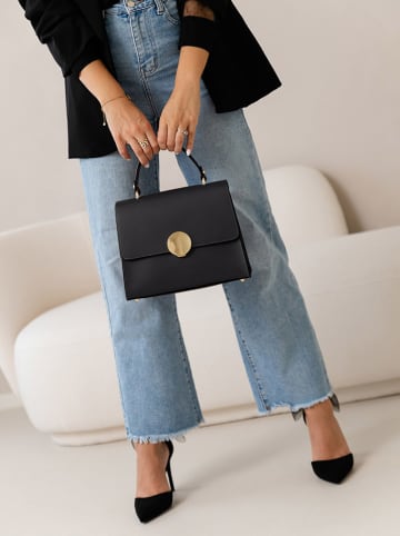 Lia Biassoni Leren handtas "Ensa" zwart - (B)26 x (H)22 x (D)12 cm