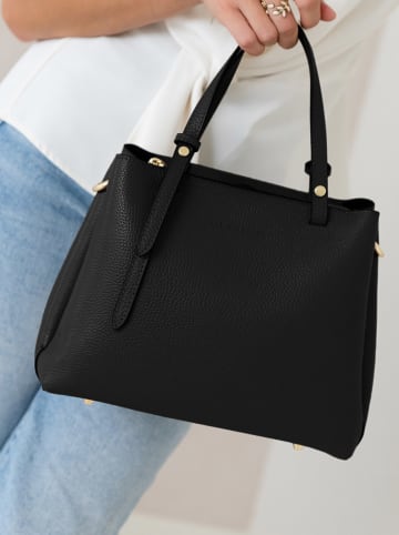 Lia Biassoni Leder-Henkeltasche in Schwarz - (B)28 x (H)21 x (T)15 cm
