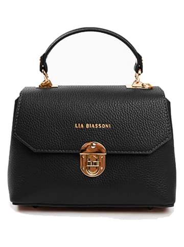 Lia Biassoni Leder-Henkeltasche in Schwarz - (B)23 x (H)16 x (T)12 cm