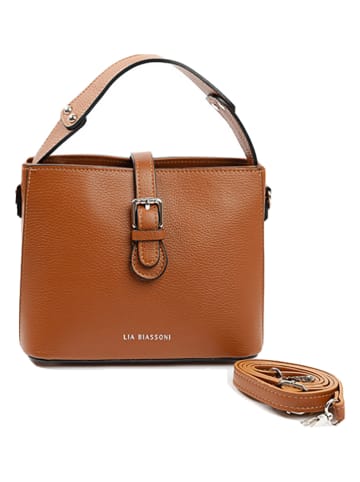 Lia Biassoni Leder-Henkeltasche in Hellbraun - (B)25 x (H)20 x (T)12 cm