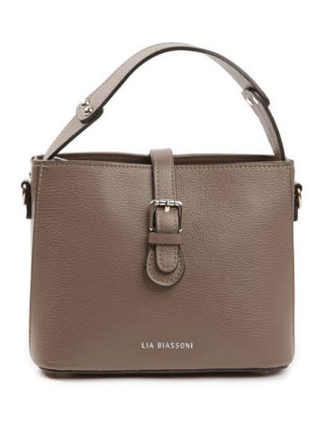 Lia Biassoni Leren handtas taupe - (B)25 x (H)20 x (D)12 cm