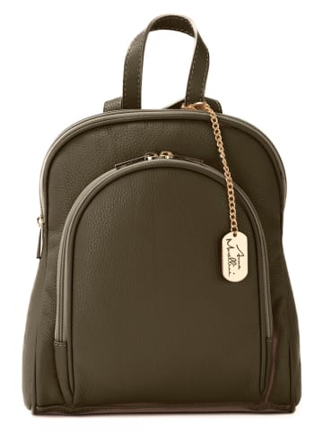 Anna Morellini Leder-Rucksack "Breta" in Khaki - (L)24 x (B)12 x (H)30 cm