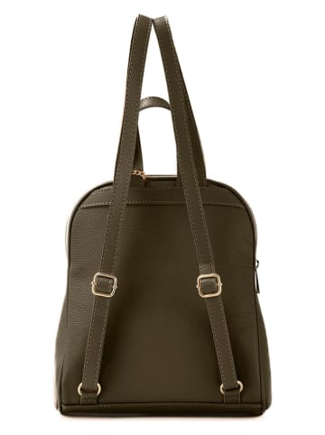 Anna Morellini Leder-Rucksack "Breta" in Khaki - (L)24 x (B)12 x (H)30 cm
