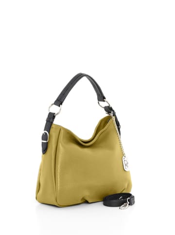 Anna Morellini Leder-Schultertasche "Noemi 1" in Olive - (B)30.5 x (H)26 x (T)9 cm