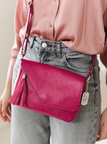 Anna Morellini Skórzana torebka " Lola" w kolorze różowym - 24 x 18 x 6 cm