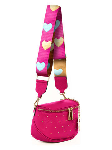 Anna Morellini Skórzana torebka "Domenica" w kolorze różowym - 19 x 8 x 15 cm