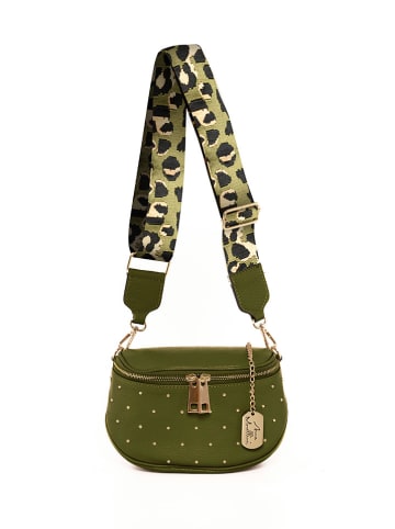 Anna Morellini Leder-Umhängetasche "Domenica" in Olive - (B)19 x (H)15 x (T)8 cm