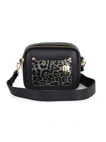 Anna Morellini Leder-Umhängetasche "Aldina" in Schwarz - (B)22 x (H)18 x (T)11 cm