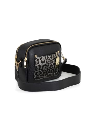 Anna Morellini Leder-Umhängetasche "Aldina" in Schwarz - (B)22 x (H)18 x (T)11 cm