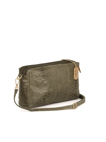 Anna Morellini Skórzana torebka "Luigina" w kolorze khaki - 25 x 16 x 7 cm