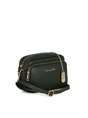 Anna Morellini Leder-Umhängetasche "Tabita" in Grün - (B)22 x (H)15 x (T)10 cm