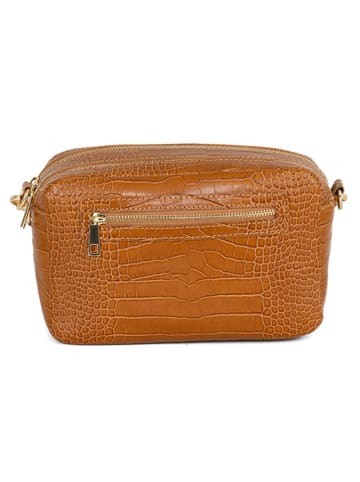 Anna Morellini Skórzana torebka "Donatella" w kolorze karmelowym - 25 x 16 x 9 cm