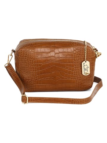Anna Morellini Leder-Umhängetasche " Donatella" in Hellbraun - (B)25 x (H)16 x (T)9 cm