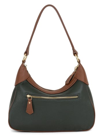 Anna Morellini Leder-Schultertasche "Sabbatina in Dunkelgrün - (B)30 x (H)20 x (T)12 cm