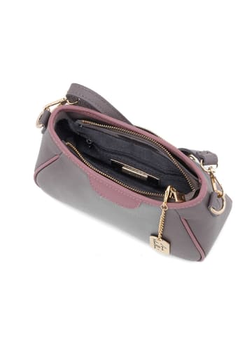 Anna Morellini Leder-Umhängetasche "Manfrina" in Grau - (B)15 x (H)14 x (T)9 cm