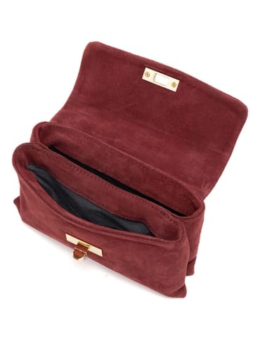 Anna Morellini Leder-Umhängetasche "Marchesa" in Bordeaux - (B)21 x (H)14 x (T)9,5 cm